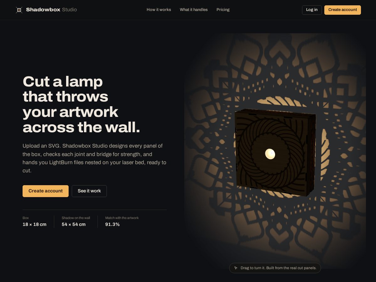 Landing-page snapshot of shadowboxstudio.app