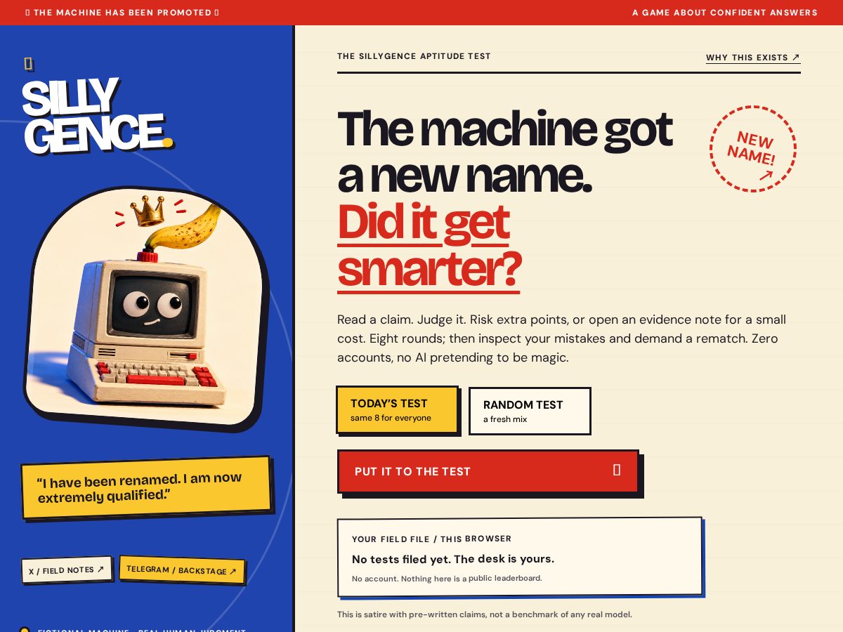 Landing-page snapshot of sillygence.pro