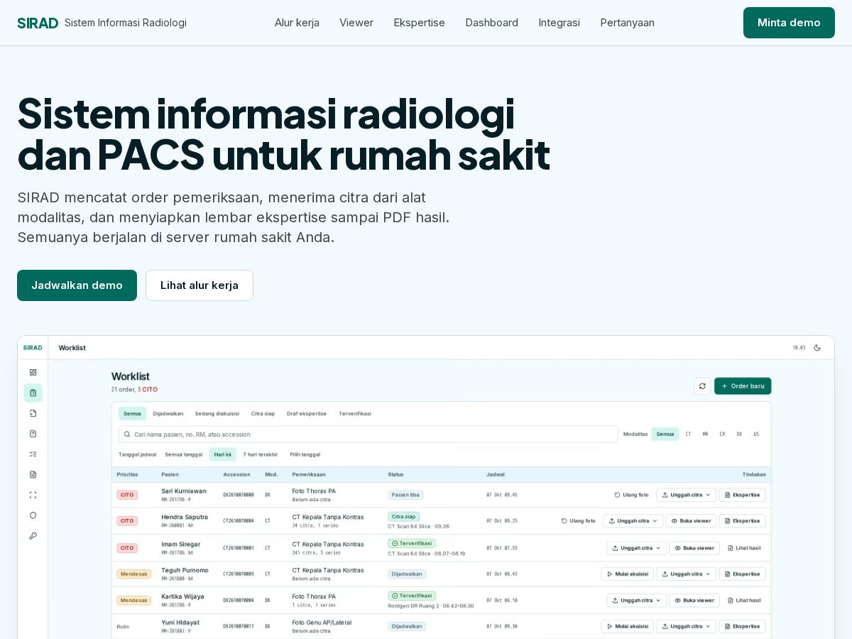 Landing-page snapshot of sistemradiologi.com