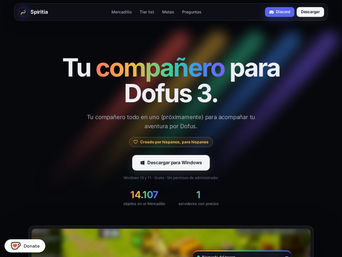 Landing-page snapshot of spiritia.app