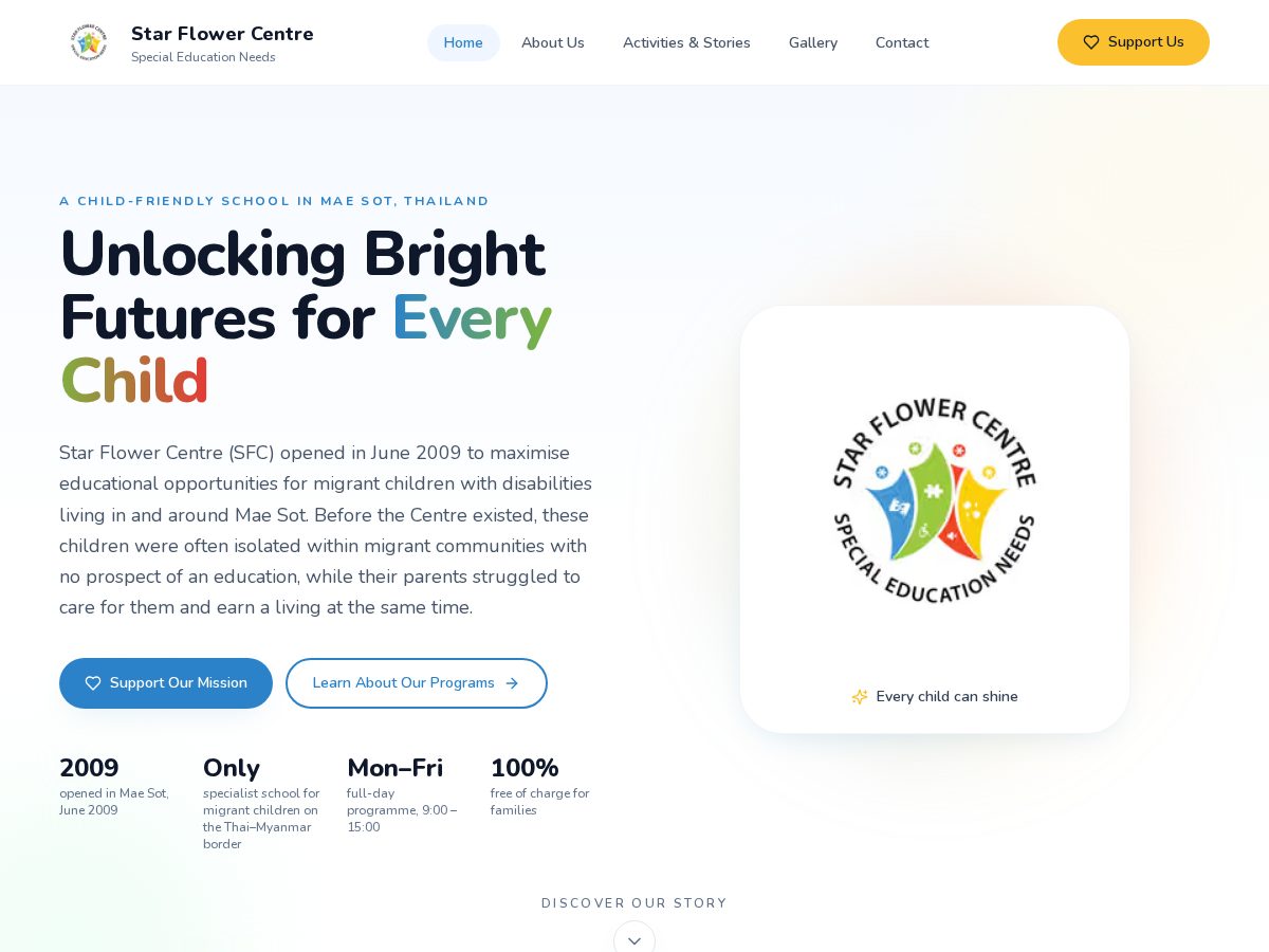 Landing-page snapshot of starflowercentre.org