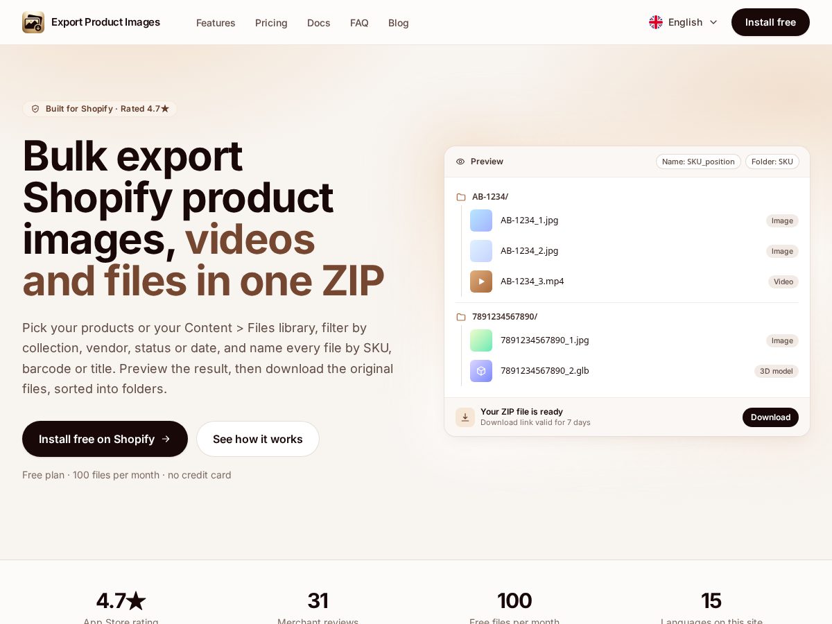Landing-page snapshot of storemediaexporter.com