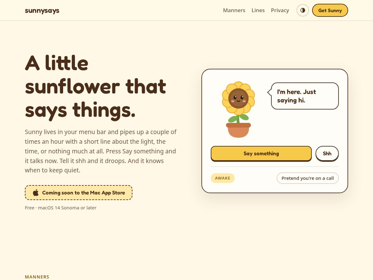 Landing-page snapshot of sunnysays.app