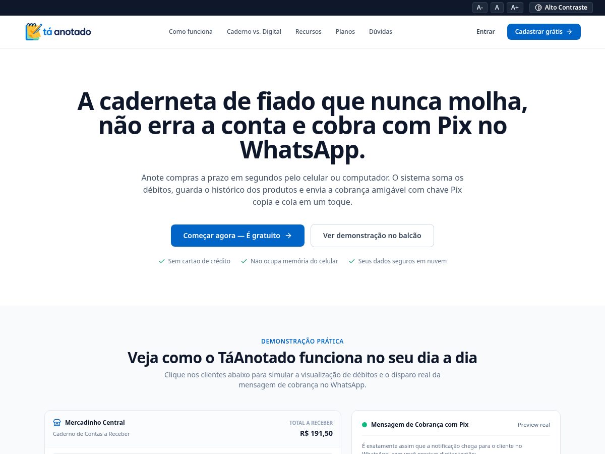 Landing-page snapshot of taanotado.online
