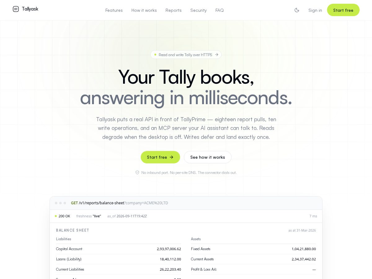 Landing-page snapshot of tallyask.app