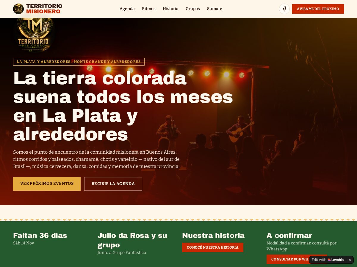 Landing-page snapshot of territoriomisionero.com