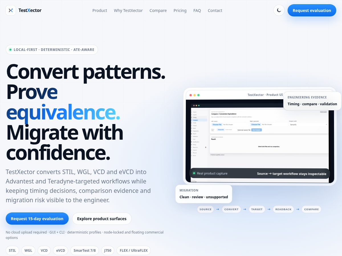 Landing-page snapshot of testxector.com