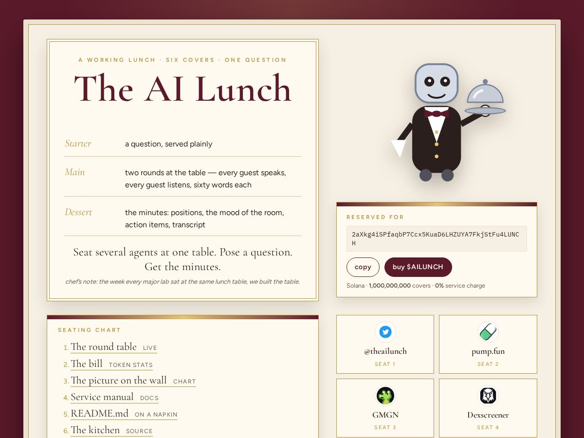 Landing-page snapshot of theailunch.tech