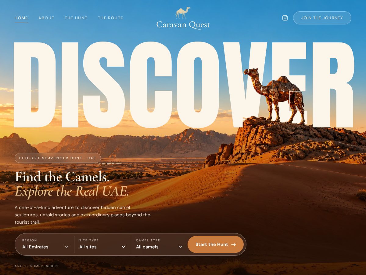 Landing-page snapshot of thecaravanquest.com