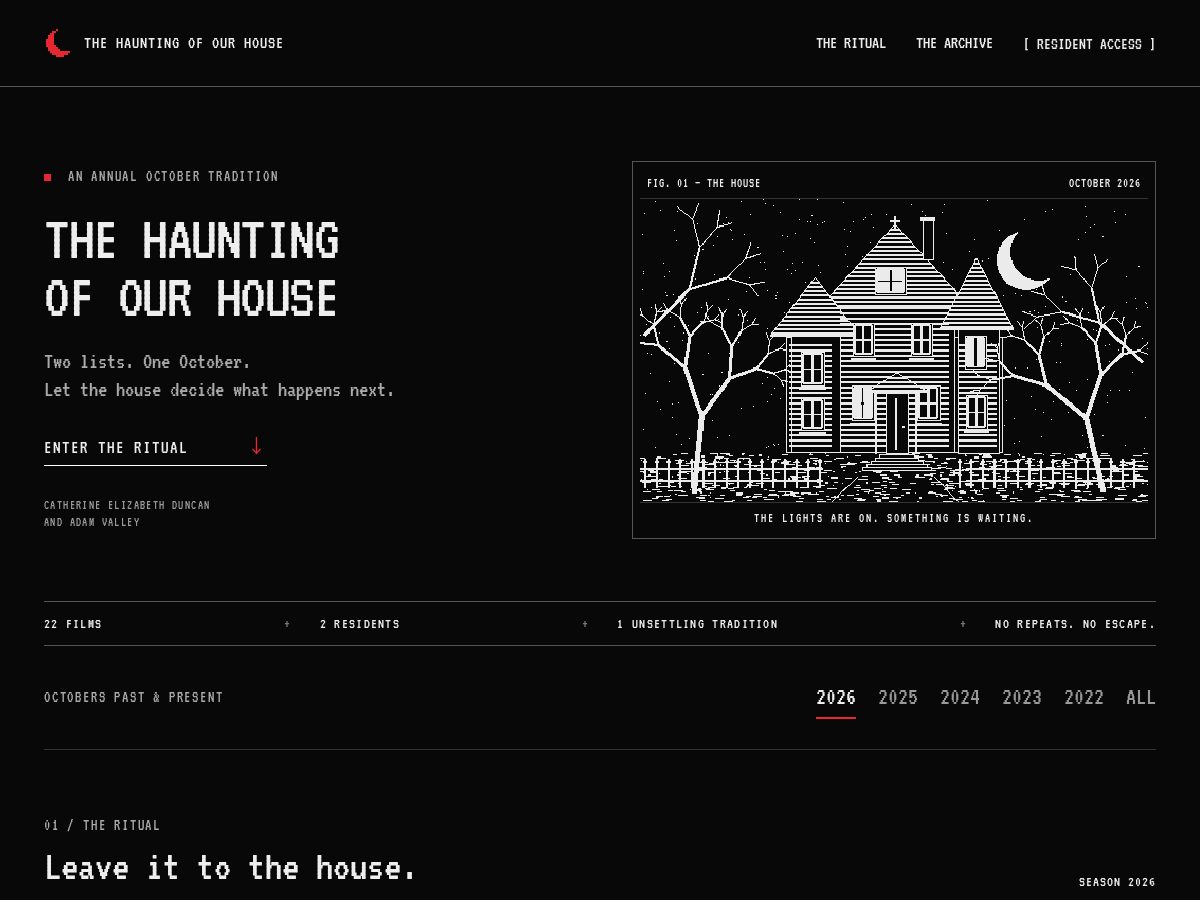 Landing-page snapshot of thehauntingofourhouse.com