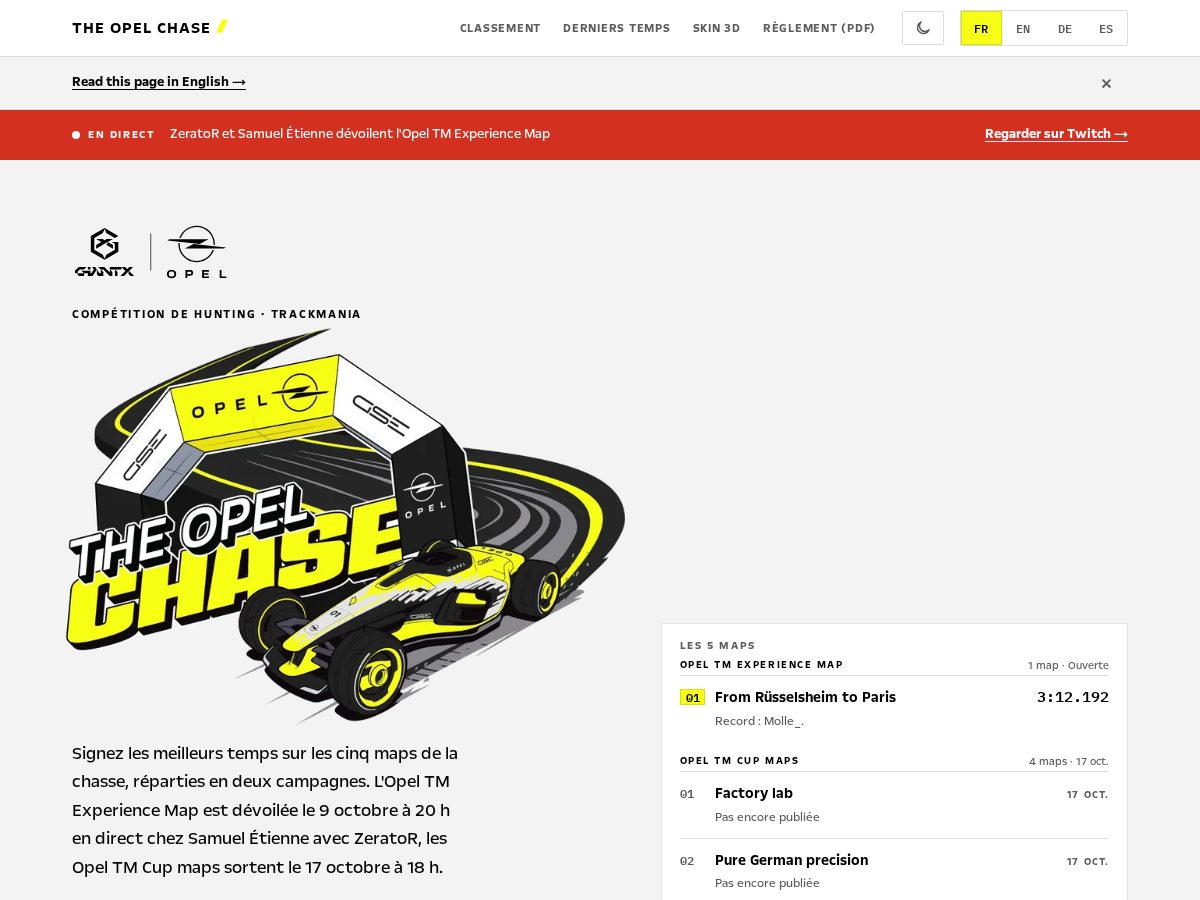 Landing-page snapshot of theopelchase.com