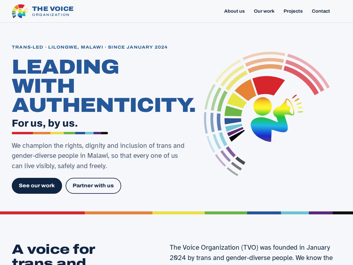 Landing-page snapshot of thevoiceorganization.org