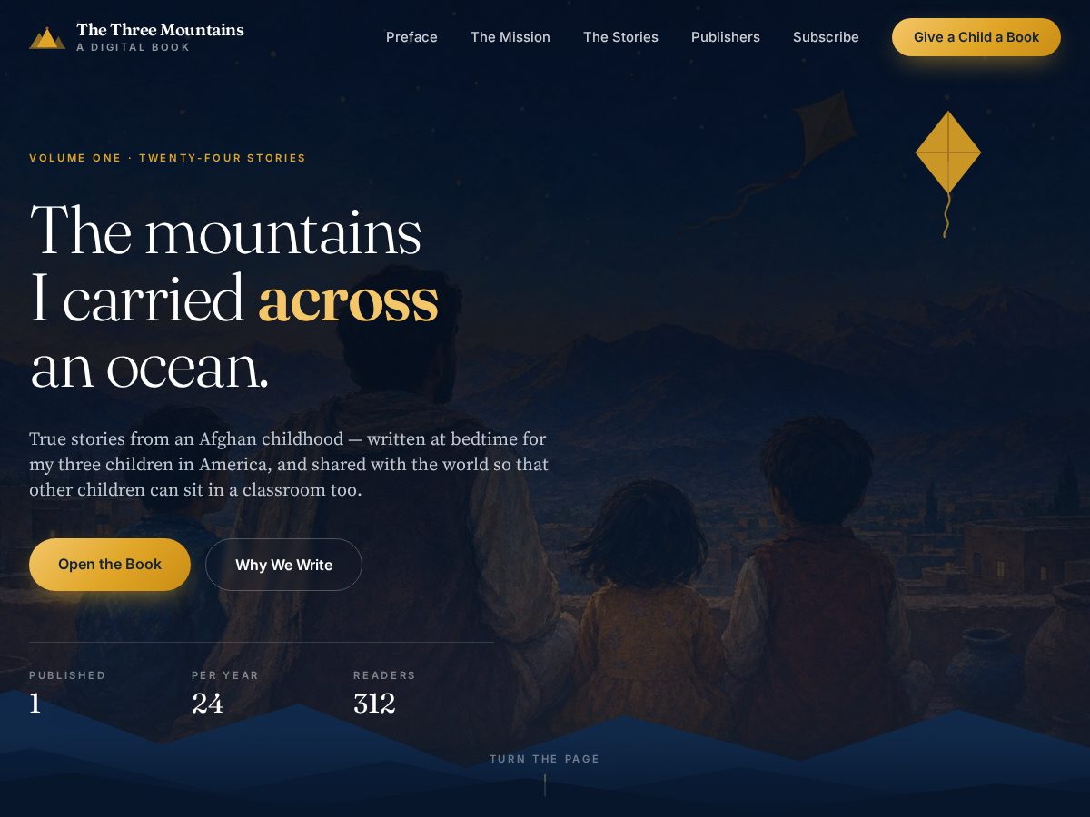 Landing-page snapshot of threemountains.online