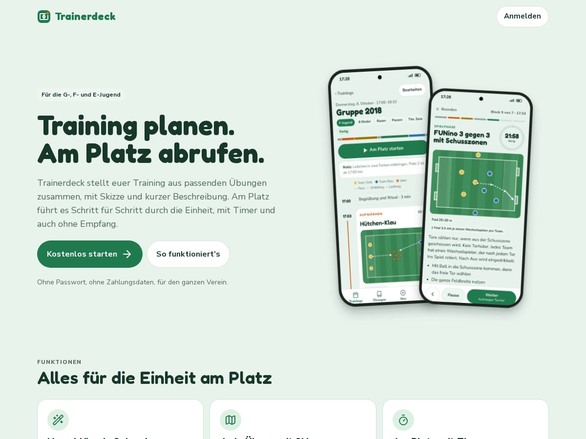 Landing-page snapshot of trainerdeck.app