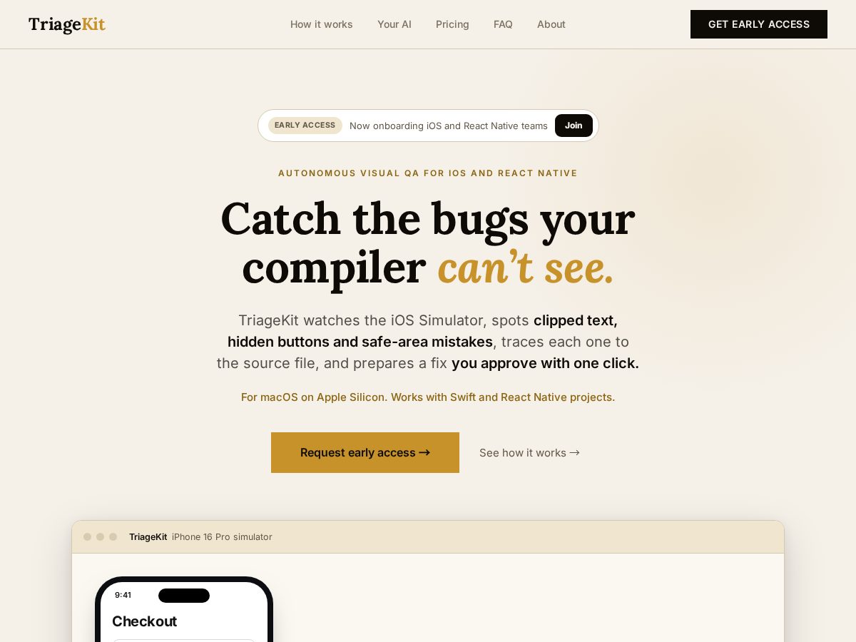 Landing-page snapshot of triagekit.space
