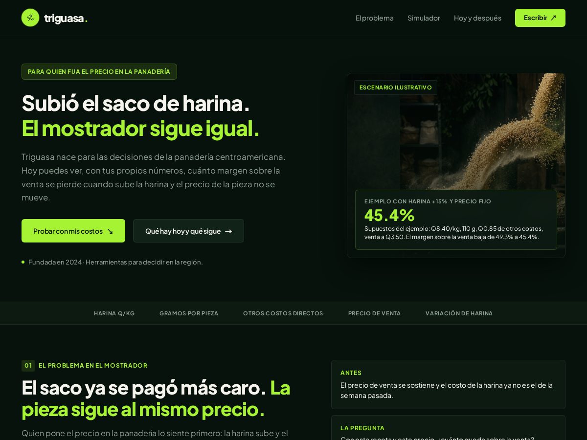 Landing-page snapshot of triguasa.com