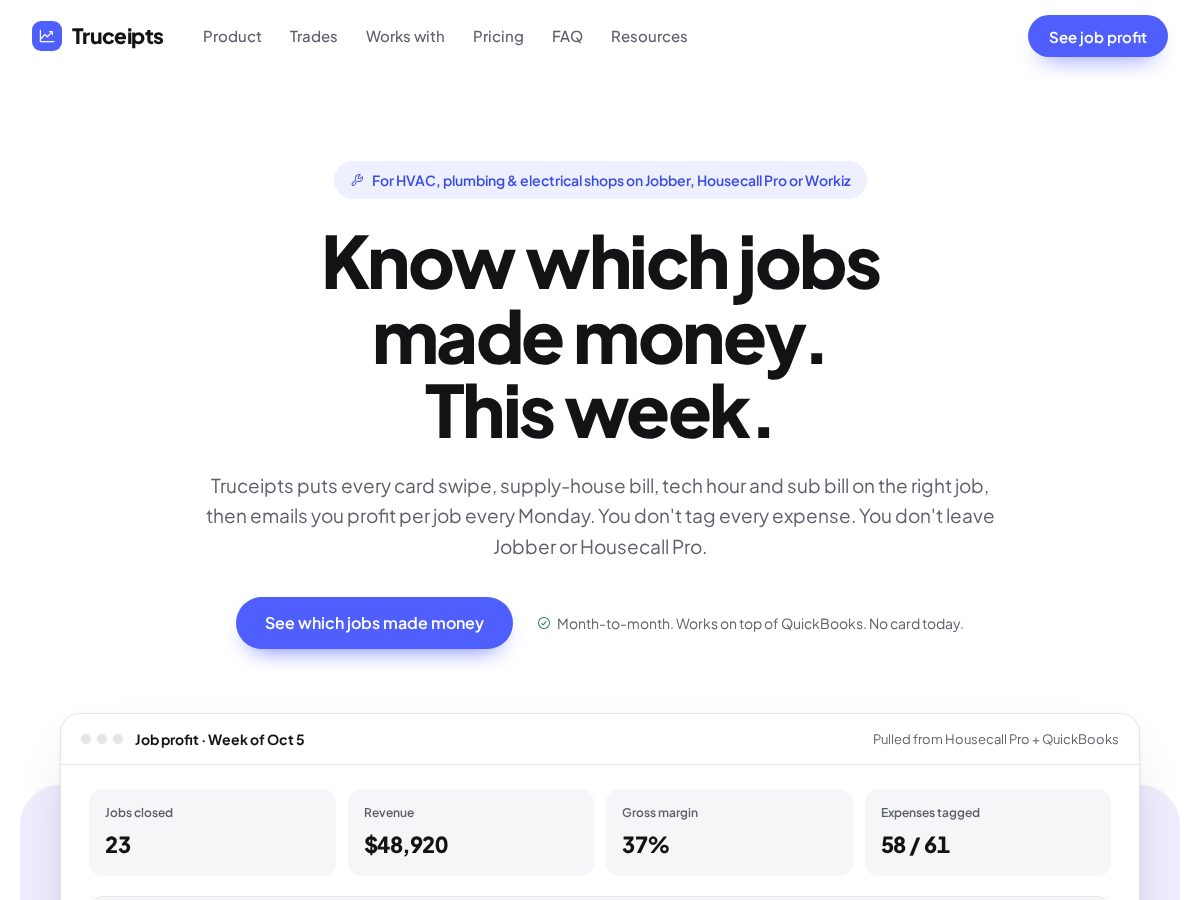 Landing-page snapshot of truceipts.com