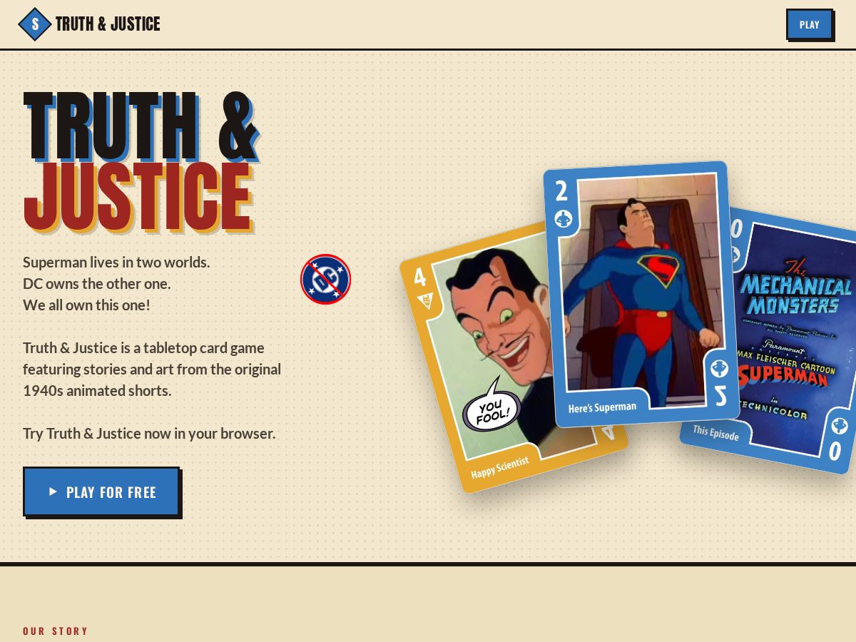 Landing-page snapshot of truthandjusticegame.com