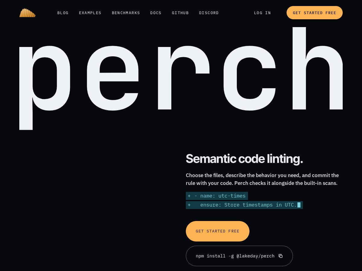 Landing-page snapshot of tryperchcode.com