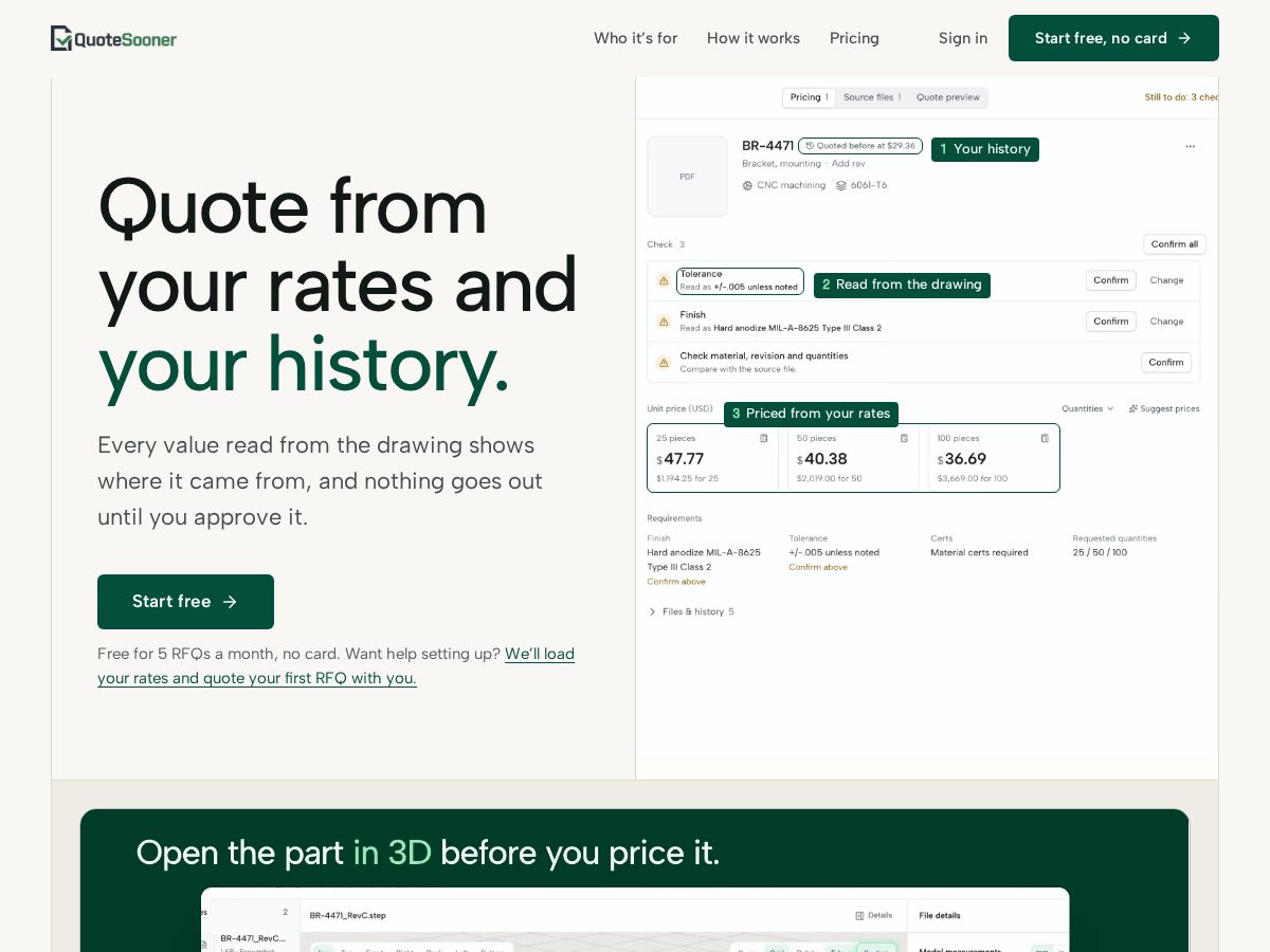 Landing-page snapshot of tryquotesooner.com