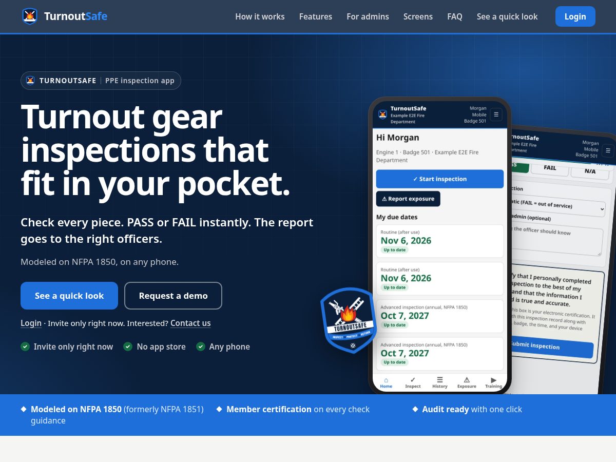 Landing-page snapshot of turnoutsafe.com