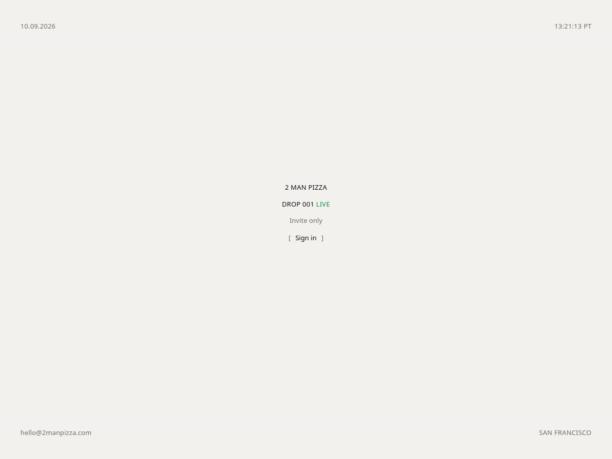 Landing-page snapshot of twomanpizza.com
