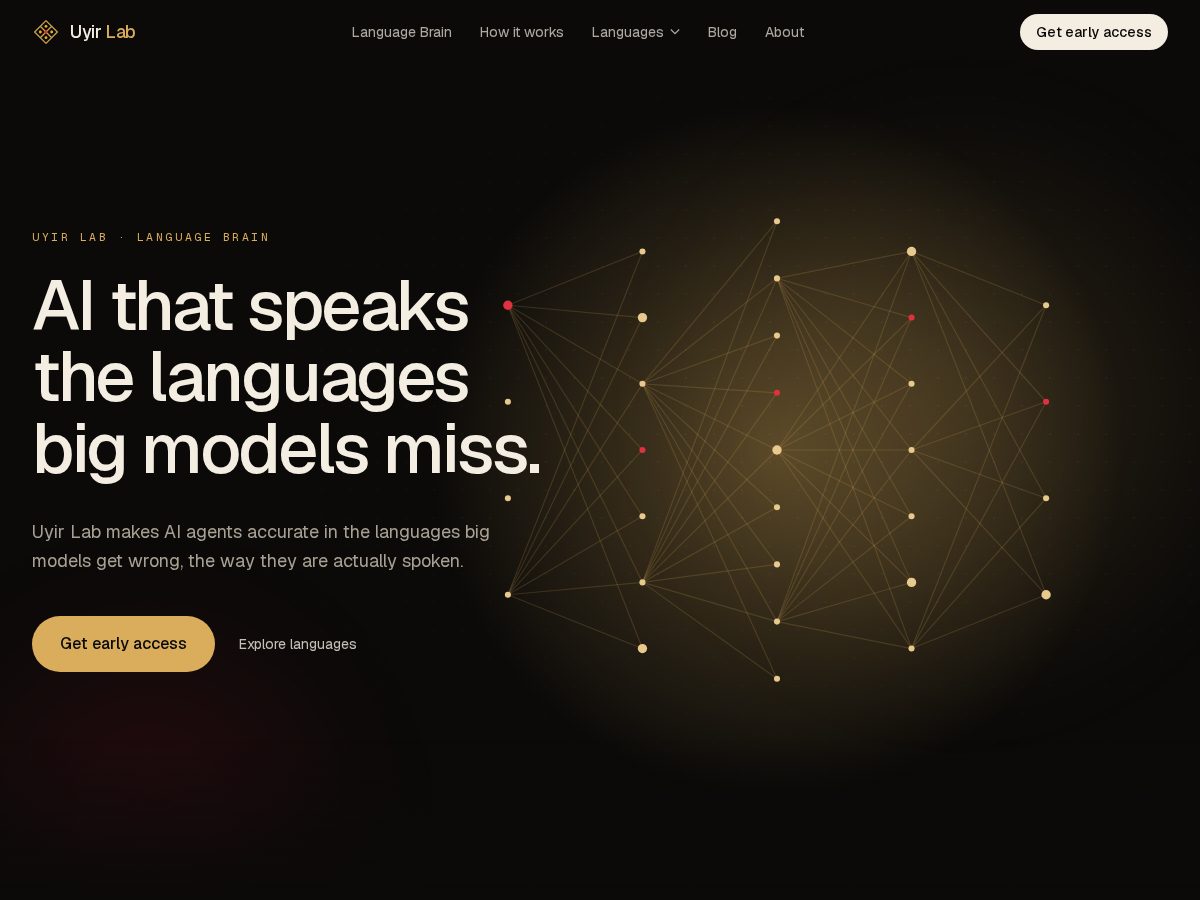 Landing-page snapshot of uyirlab.com