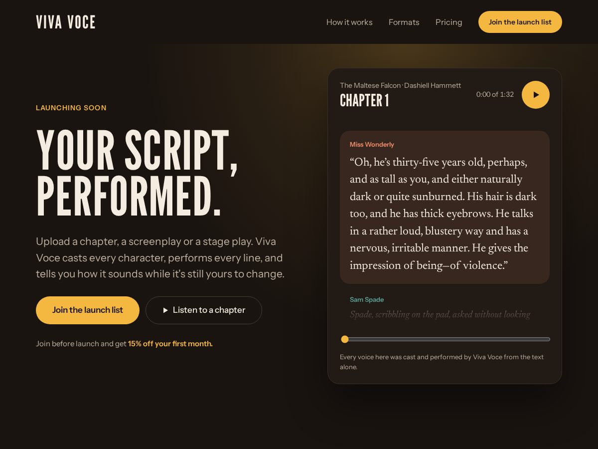 Landing-page snapshot of vivavoce.ink
