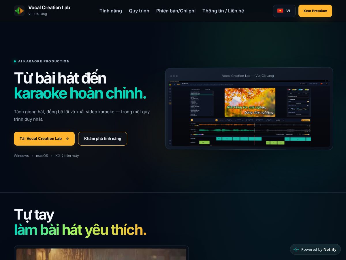Landing-page snapshot of vocalcreationlab.com