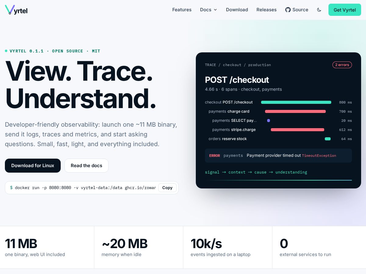Landing-page snapshot of vyrtel.com