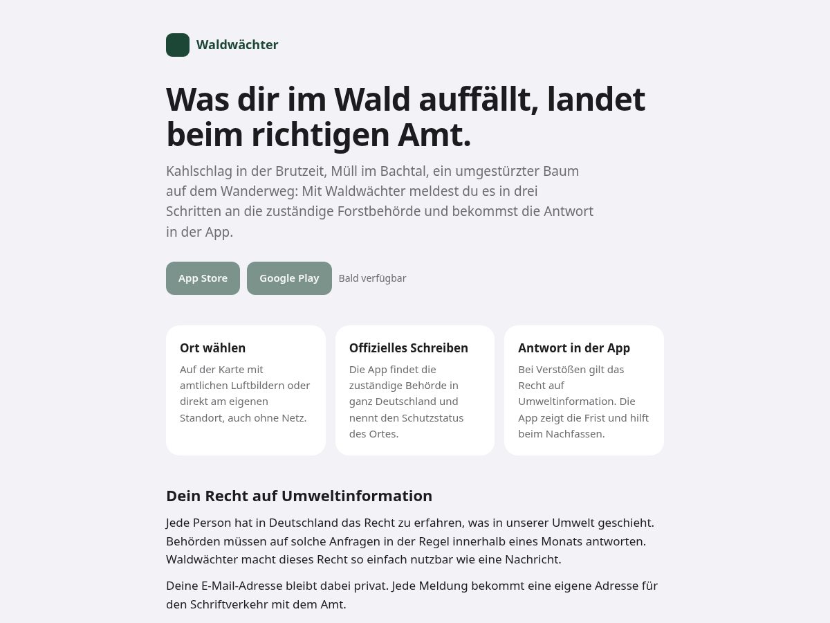 Landing-page snapshot of waldwaechter.app