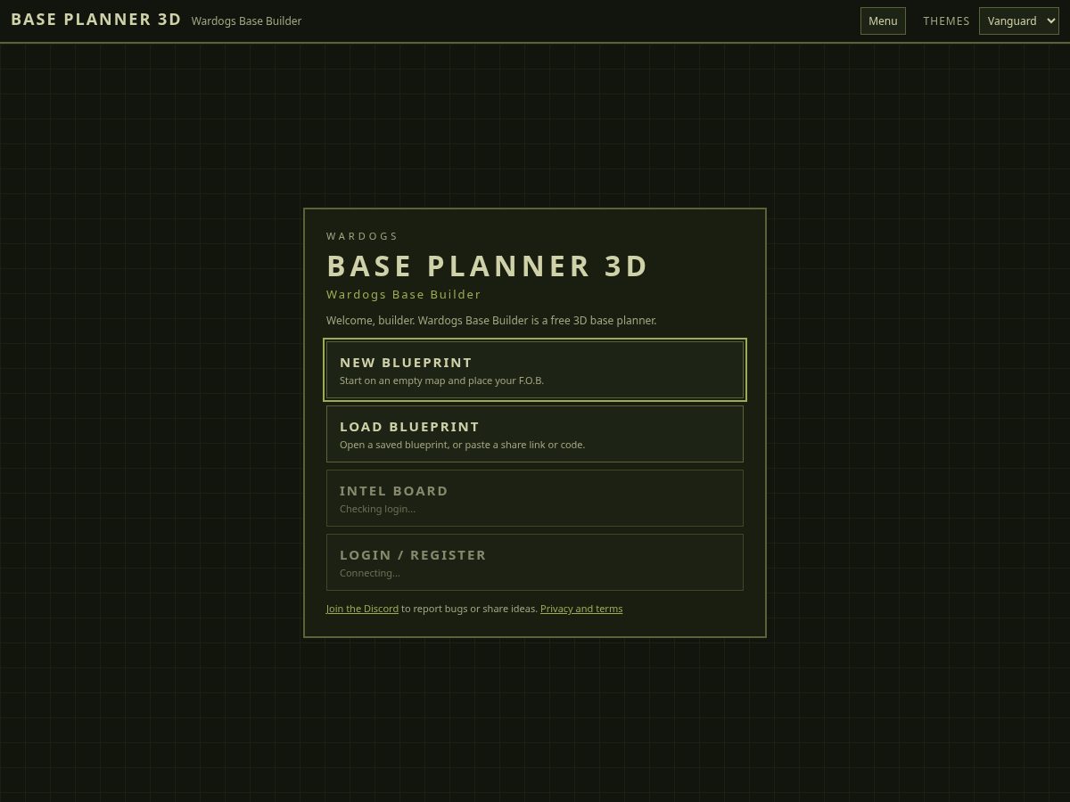 Landing-page snapshot of wardogsbaseplanner.com