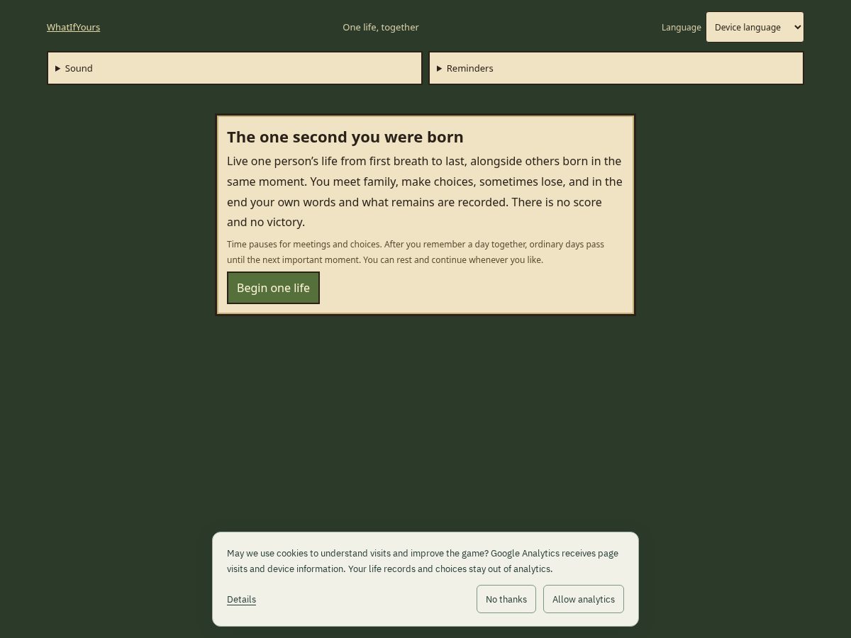 Landing-page snapshot of whatifyours.com