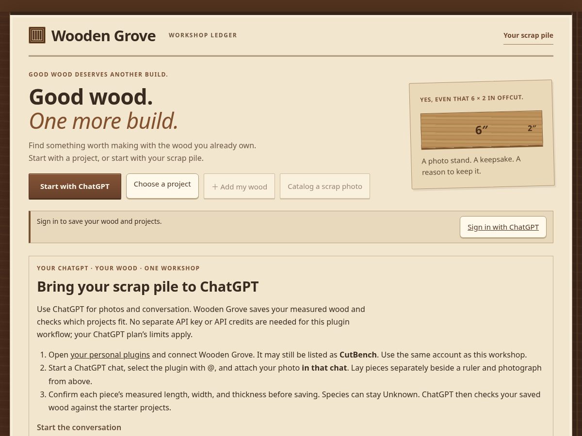 Landing-page snapshot of woodengrove.app