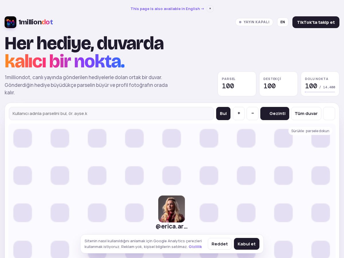 Landing-page snapshot of 1milliondot.com