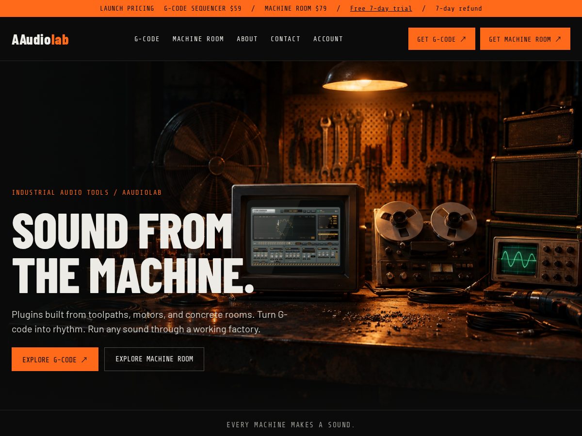 Landing-page snapshot of aaudiolab.com