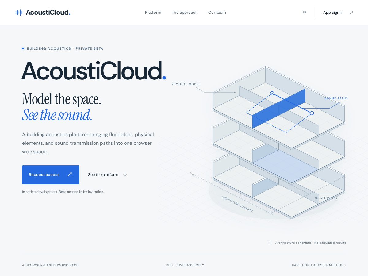 Landing-page snapshot of acousticloud.live