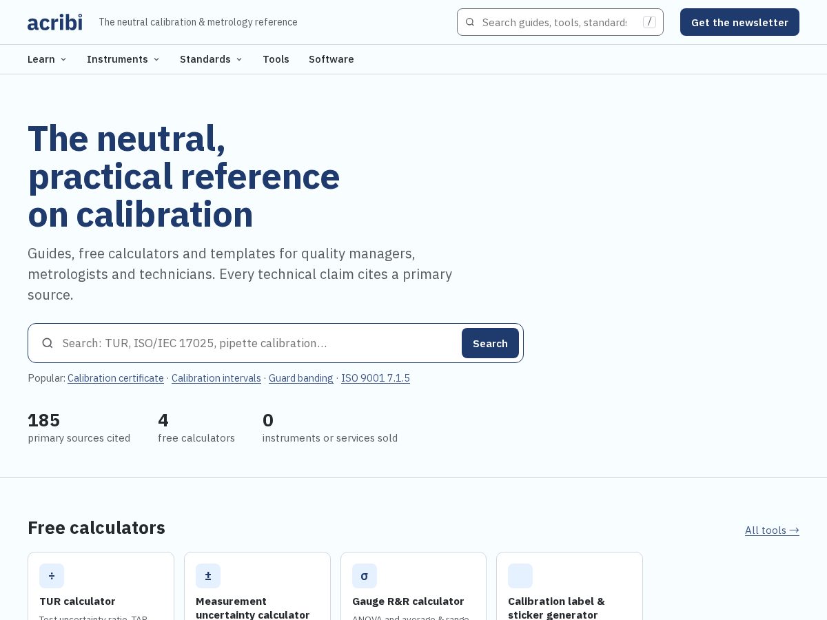 Landing-page snapshot of acribi.com