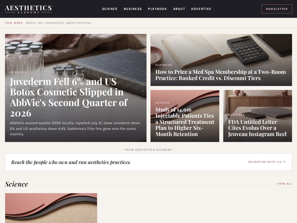 Landing-page snapshot of aestheticseconomy.com