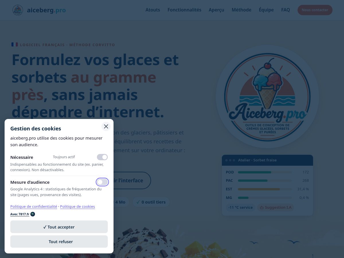 Landing-page snapshot of aiceberg.pro