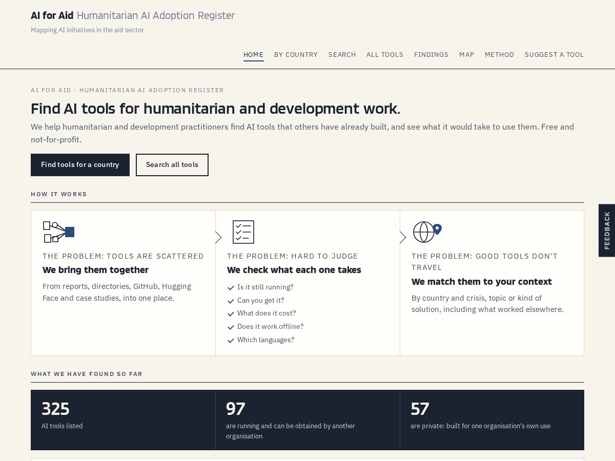 Landing-page snapshot of aiforaid.org