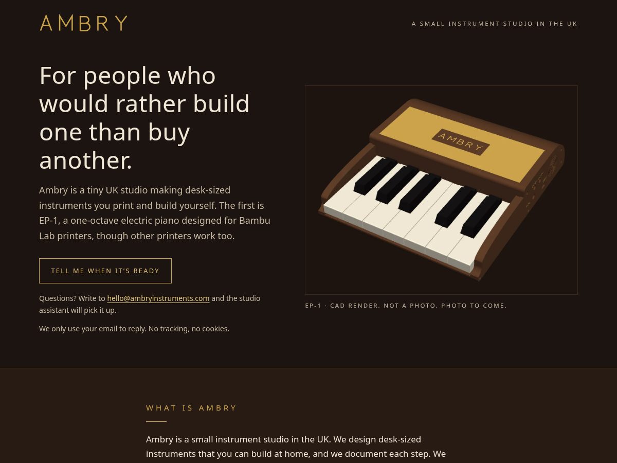 Landing-page snapshot of ambryinstruments.com
