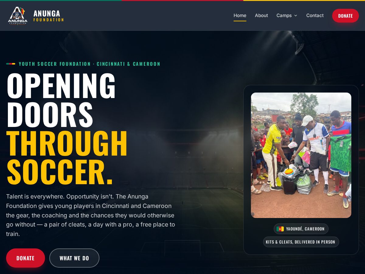 Landing-page snapshot of anungafoundation.org