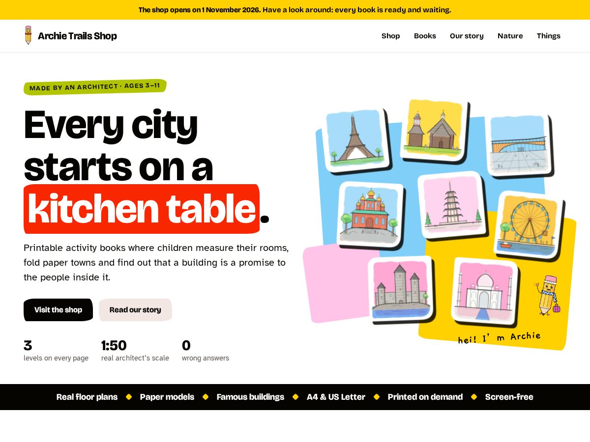 Landing-page snapshot of archietrails.com