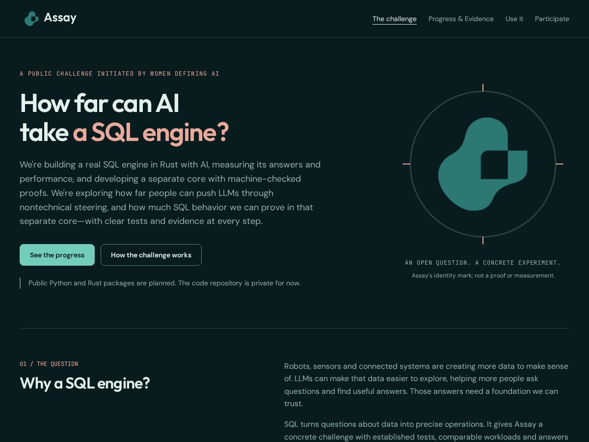 Landing-page snapshot of assaydb.org