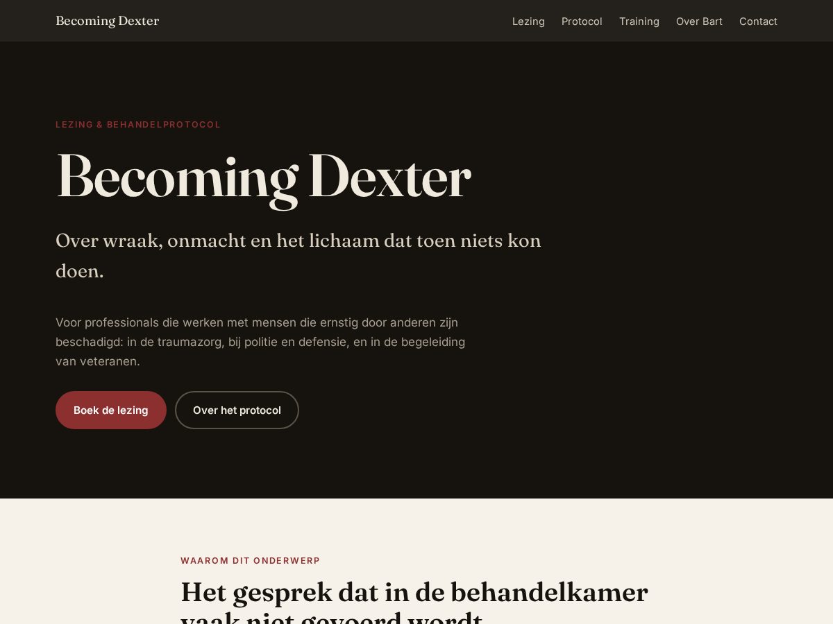Landing-page snapshot of becomingdexter.com