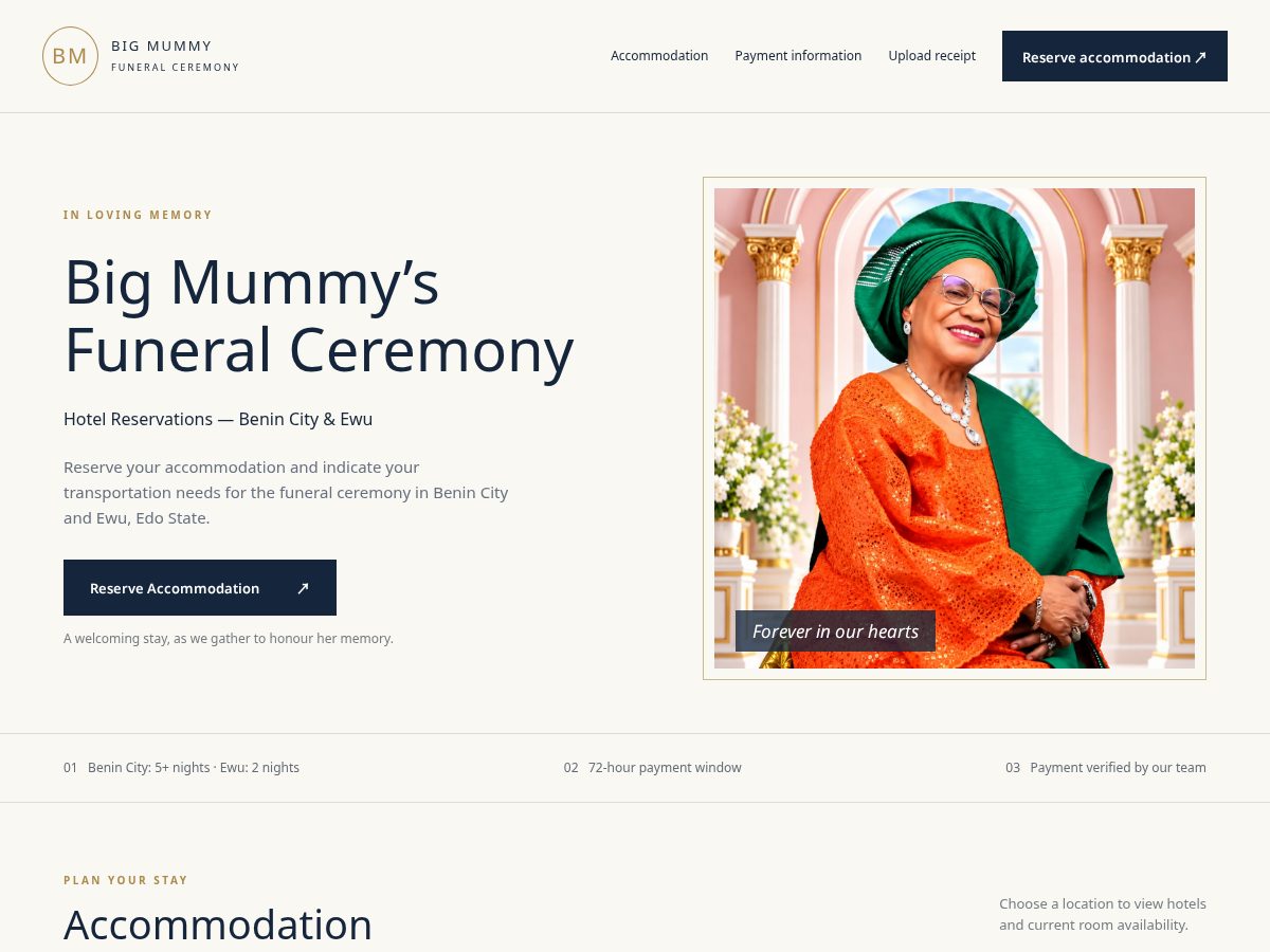 Landing-page snapshot of bigmummygueststay.com