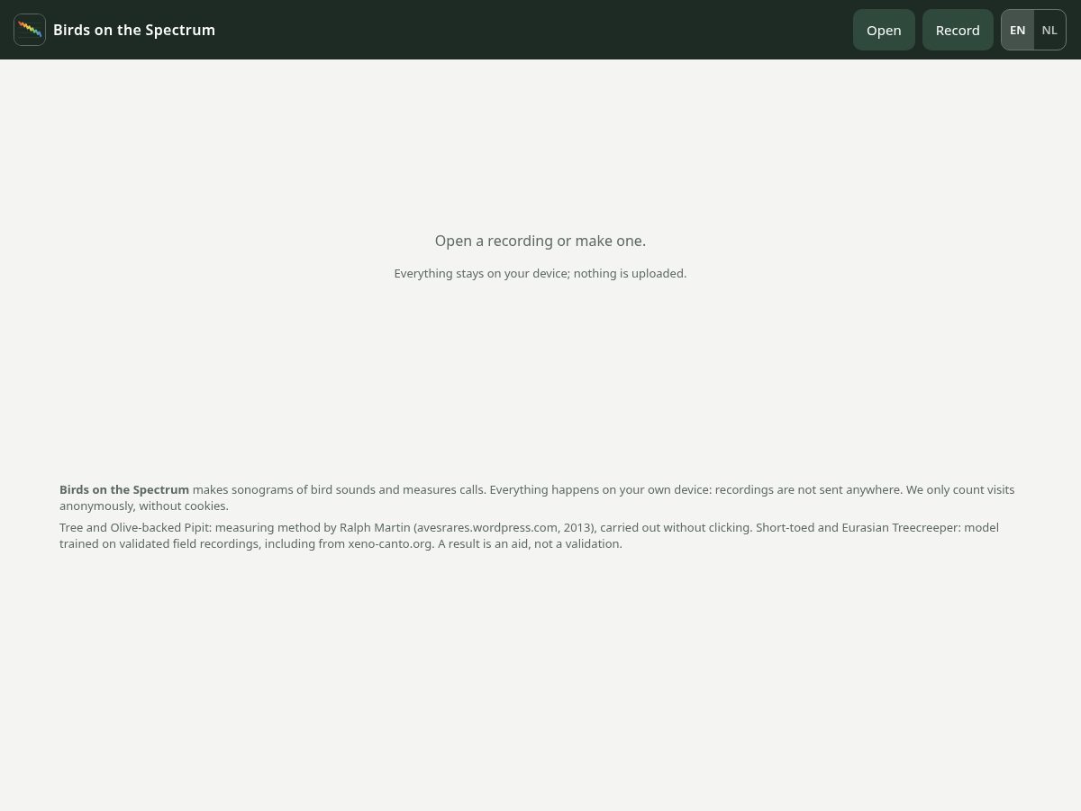 Landing-page snapshot of birdsonthespectrum.com