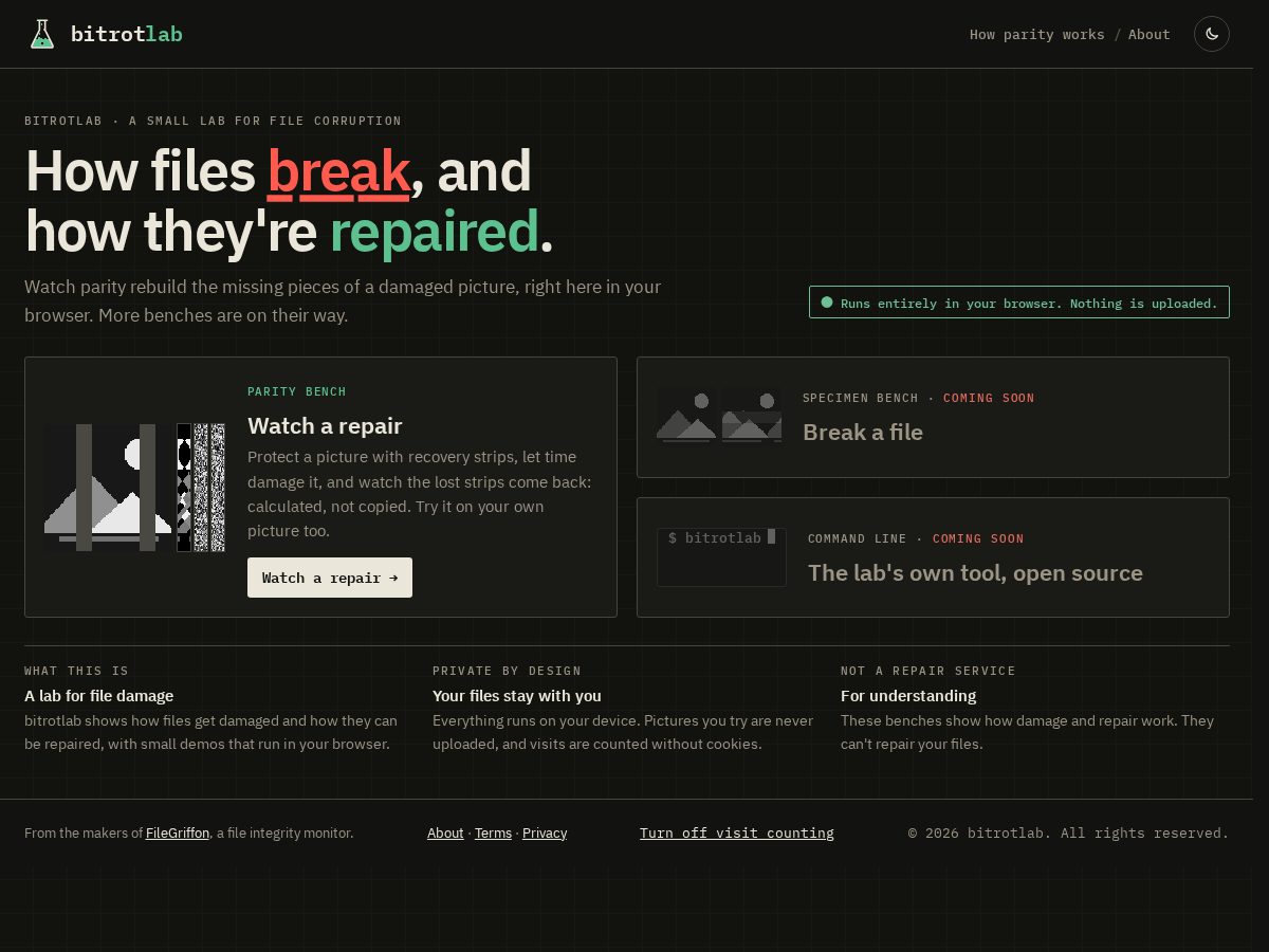 Landing-page snapshot of bitrotlabs.com