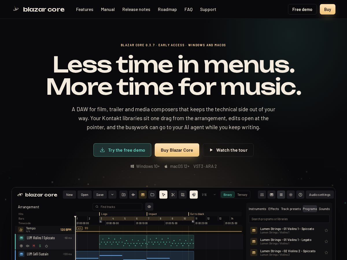 Landing-page snapshot of blazarcore.com